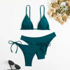 Essential Edge 3-Piece Bikini Set for Women – Solid Color High-Cut Triangle Top Two-Style Bottoms with Side Lace-Up Design & Quick-Drying Comfort – Versatile Women's Swimwear for Summer Pool Beach & Travel by Stevvex