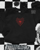 Web heart embroidered sweatshirt by Madness & Mayhem LLC