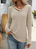 Ribbed Knit Long Sleeve Button Detail T-Shirt by Simply Love