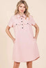 New Button Detail Collared Neck Short Sleeve Shirt Dress For Women – Chic, Trendy, Casual, Unique, Versatile & Classic Elegance by Stevvex
