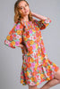 Full Size Ruffled Flower Print Tie Neck Tiered Dress For Women – Fluttering, Floral Tiered Dress with Elegant Tie Neck and Ruffled Details by Stevvex