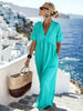 V-Neck Short-Sleeve High Waist Maxi Dress | Resort Style by FitiqueFit