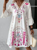 Exquisite Summer Feminine Lace Detail Printed Dress Chic Midi Lightweight Dress by Stevvex