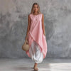 Solid-Color Sleeveless Loose-Fit Dress With Patch Pockets by FitiqueFit