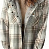 Women's Plaid Button-Up Long Sleeve Jacket by FitiqueFit