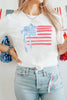White American Flag Bow Knot Print Crew Neck T Shirt by Wild and Free Boutique