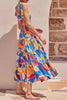 Multicolored Floral Tie-Shoulder Smocked Maxi Dress Elegant & Flowy Summer Style Dress by Stevvex