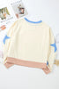 Beige BASEBALL SEASON Graphic Star Patched Game Day Sweatshirt by Wild and Free Boutique