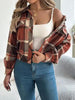 Classic Plaid Button Up Long Sleeve Jacket Women Cozy Trendy Everyday Wear Simple Jacket by Stevvex