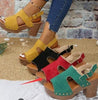 Women's Peep-Toe Chunky Heel Buckle Sandals by FitiqueFit