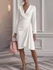 Front Ruched V-Neck Long Sleeve Dress by Wild and Free Boutique