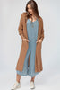 Open Front Long Sleeve Longline Slit Cardigan