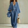 Women's 3-Piece Cardigan, Sleeveless Vest & Wide Leg Pants Set by FitiqueFit