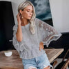 Women’s Lace Trim Top Short Sleeve Batwing Shirt by FitiqueFit