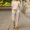 Wide-Leg Pants Two-Piece Set – Solid Color Casual Lounge Suit by FitiqueFit