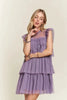 Layered Ruffled Cap Sleeve Mesh Dress For Women – Romantic Mesh Dress with Lace & Ruffled Layers for Elegant Parties & Special Events by Stevvex