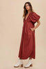Smocked Puff Sleeve Midi Dress For Women – Feminine and Trendy Midi Dress with Smocked Detailing and Dramatic Puff Sleeves for a Sophisticated Look by Stevvex