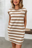 Simple Contrast Striped Round Neck Short Sleeve Mini Dress Casual & Comfortable Everyday Dress for Women by Stevvex