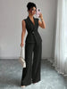 Women's Sleeveless Blazer & Straight-Leg Pants Two-Piece Set by FitiqueFit