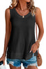 Black Scoop Neck Waffle Knit Splicing Flowy Vest