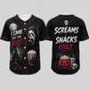 Unisex Horror Graphic Print Baseball Jersey – Slasher Theme Button-Up & Spooky Party Wear