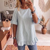 Women's Striped Ruffle-Sleeve Loose-Fit Blouse – Three-Quarter Sleeve by FitiqueFit