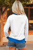 White GAME DAY Letter Graphic Varsity Striped Detail Baggy Sweatshirt by Wild and Free Boutique