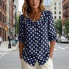 Women's Retro Polka Dot Three-Quarter Sleeve Loose Cardigan Shirt by FitiqueFit