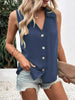 Women's Solid-Color Sleeveless Loose Vest Top – Button Detail by FitiqueFit