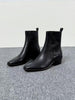 Women’s Retro Square-Toe Mid-Heel Chunky Leather Boots by FitiqueFit