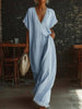 Lace-Trimmed Loose Linen Cotton Long Dress for Women by FitiqueFit