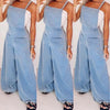 Women’s Crew Neck Sleeveless Wide-Leg Denim Jumpsuit by FitiqueFit