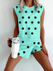 Women's Polka-Dot Sleeveless Tank Top & Shorts Two-Piece Set by FitiqueFit