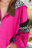 Colorful Women's Leopard Print Zip-Up Hooded Jacket Trendy Long Sleeve Outerwear with Pockets by Stevvex