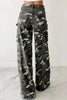 Green Camo Denim Cargo Wide Leg Pants by Wild and Free Boutique