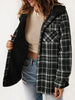 Plaid Snap Down Plush Hooded Jacket Soft & Warm Women Outerwear Cozy And Comfortable Jacket by Stevvex