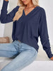 Plus Size V-Neck Textured Long Sleeve T-Shirt by Simply Love