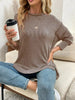 Side Slit Round Neck Sweatshirt by Wild and Free Boutique
