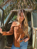 John Wayne Western Pearl Snap Button Up Top In Brown by Lil Bee's Bohemian
