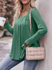 Pleated Square Neck Long Sleeve T-Shirt by Simply Love