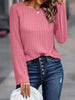 Textured Knit Long Sleeve T-Shirt by Simply Love