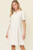 Double Take Full Size Texture Collared Neck Short Sleeve Dress Textured Dress For Women by Stevvex