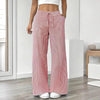 Women's Striped Print Straight Wide Leg Pockets Pants Casual Long Pants by FitiqueFit