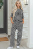 Rose Checkered Print Half Sleeve Tee 2pcs Lounge Pant Set by Wild and Free Boutique