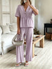 Women's V-Neck Loose Short-Sleeve Top & Wide-Leg Pants Set by FitiqueFit