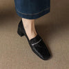 Women’s Sheepskin Square Toe Chunky Heel Pumps by FitiqueFit