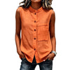 Women's Sleeveless Crop Top with Buttoned Pockets – Solid Color by FitiqueFit