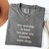 Comfort Colors "My Worship Is Loud" Jesus Tee – Preppy Christian Women T-Shirt by Dog Mom Hat