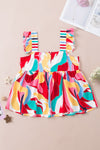 Multicolor Square Neck Abstract Print Tank Top