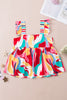Multicolor Square Neck Abstract Print Tank Top